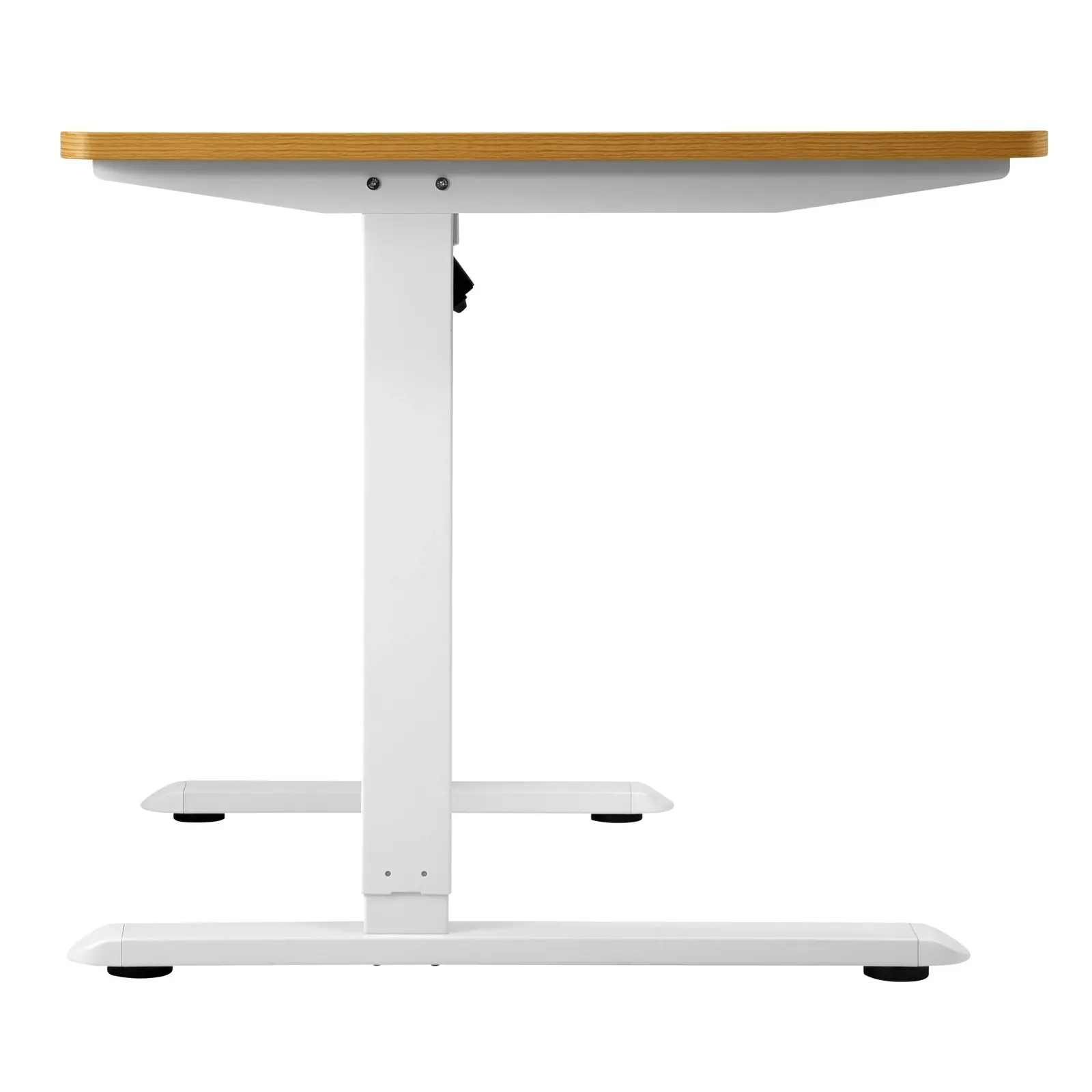 Oikiture L-shape Electric Standing Desk Single Motor White Frame 145CM OAK Desktop