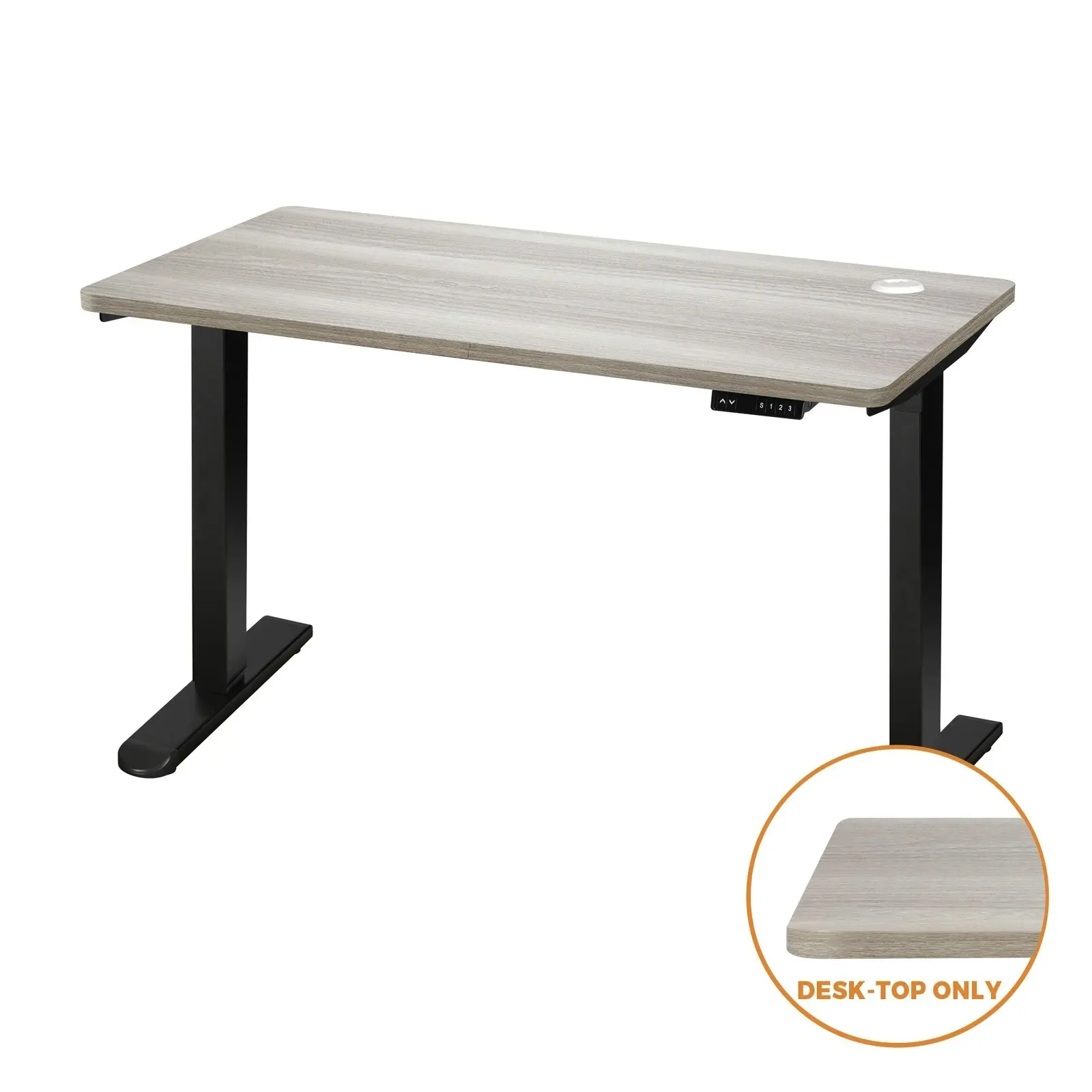 Oikiture Standing Desk Top Adjustable Electric Desk Board Computer Table Grey-Oak