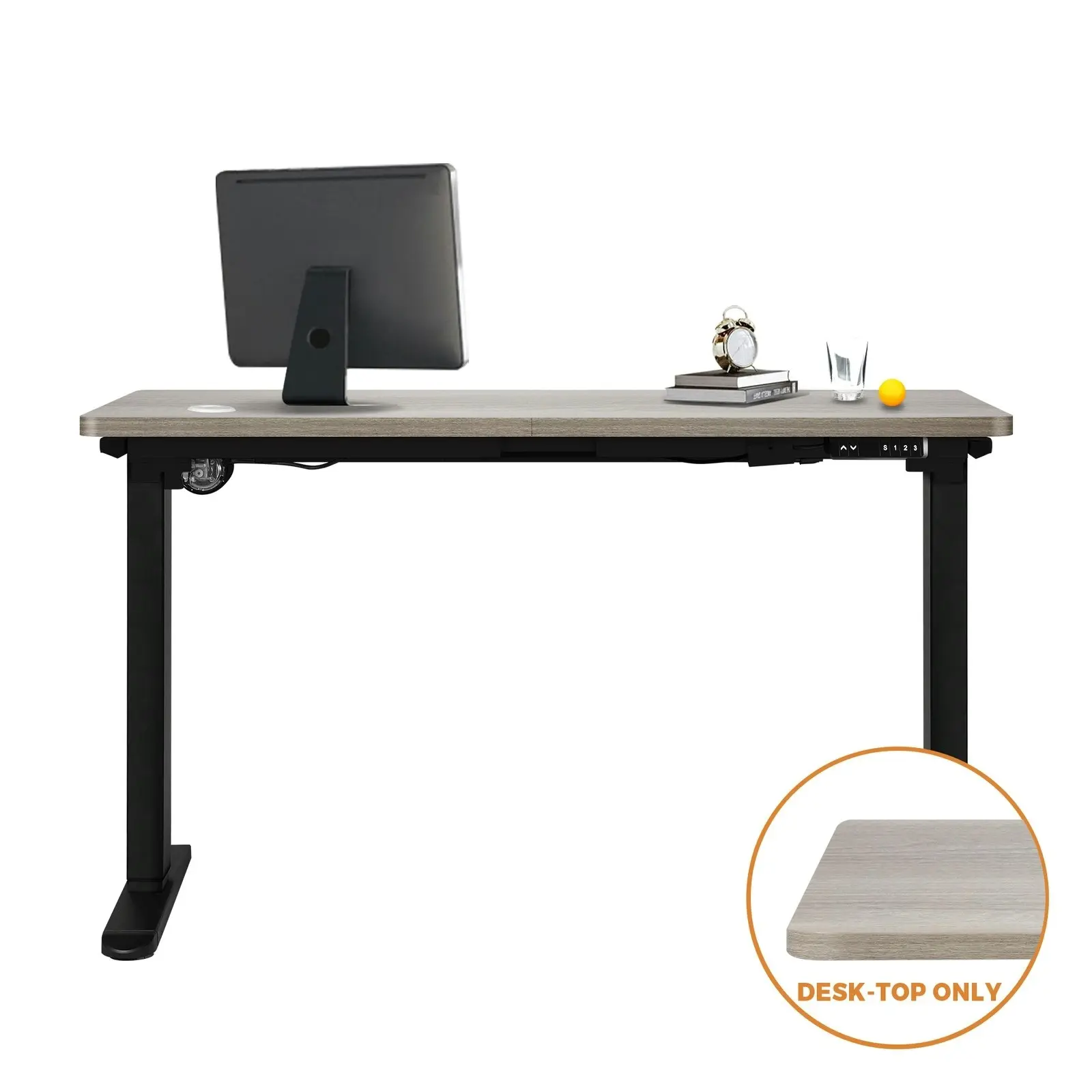 Oikiture Standing Desk Top Adjustable Electric Desk Board Computer Table Grey-Oak