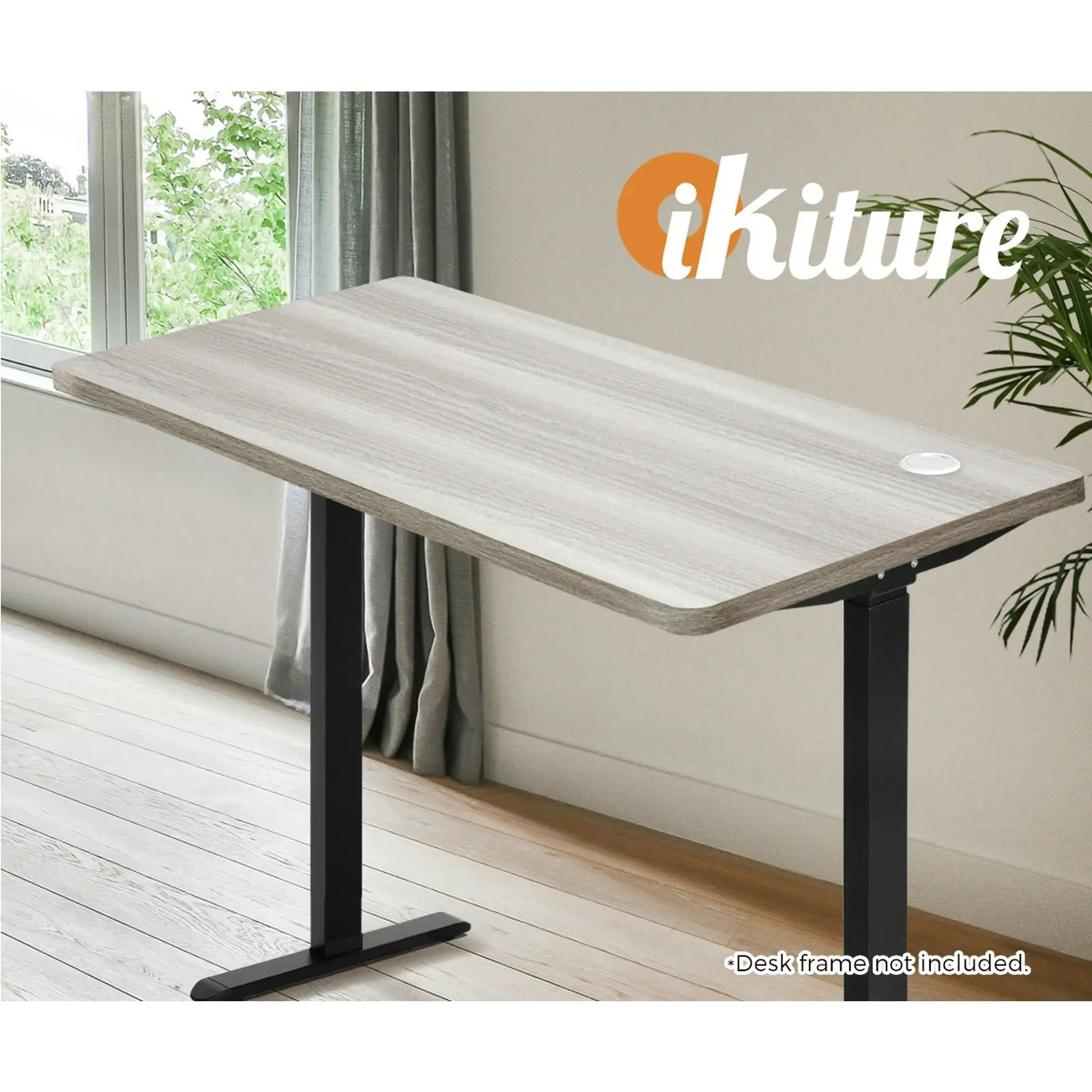 Oikiture Standing Desk Top Adjustable Electric Desk Board Computer Table Grey-Oak