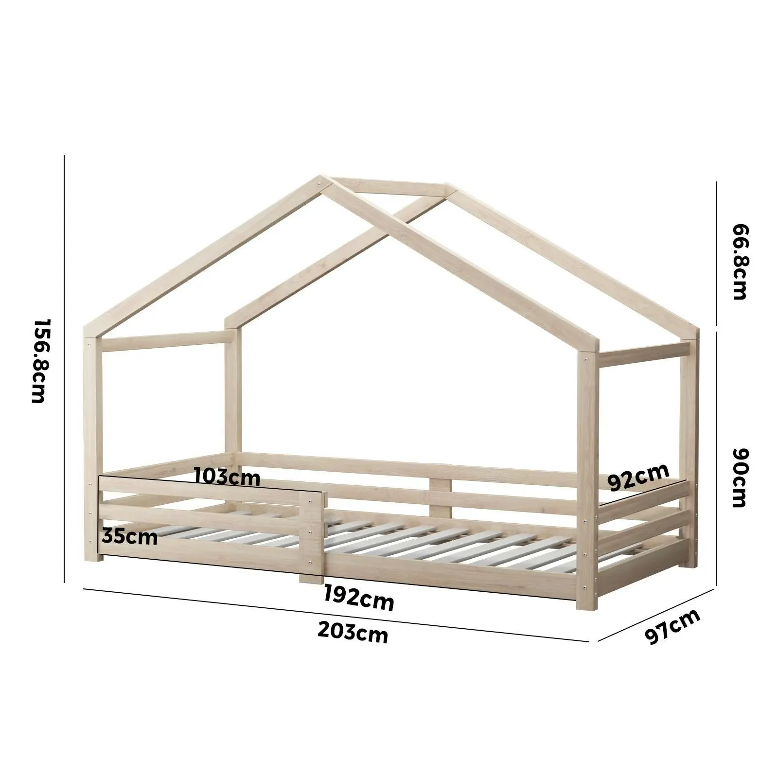 Oikiture Kids Wooden House Single Bed