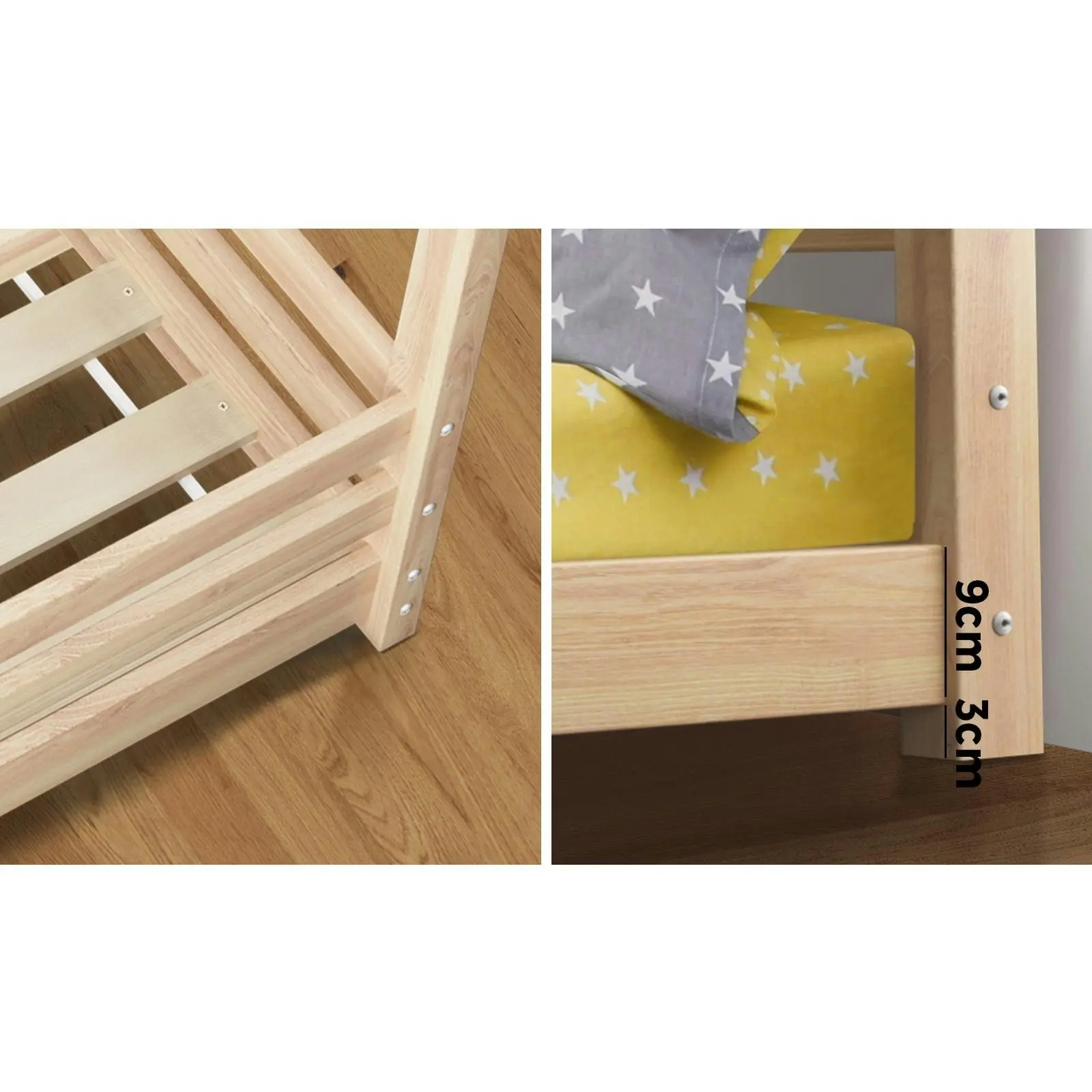 Oikiture Kids Wooden House Single Bed