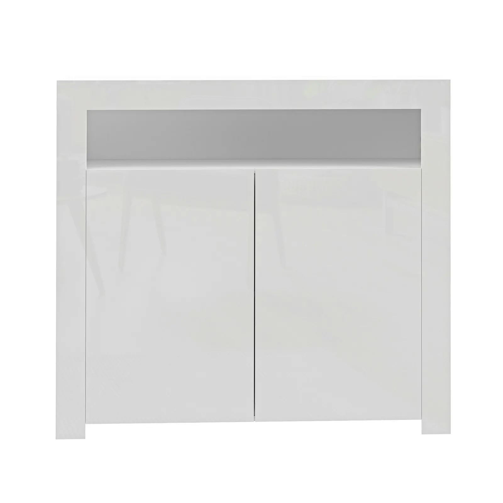 Oikiture Buffet Sideboard Storage Cabinet LED RGB High Gloss 2 Doors White