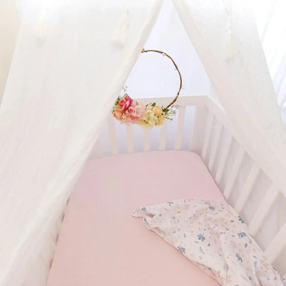 Living Textiles | Organic Muslin 2pk Cot Fitted Sheets - Botanical