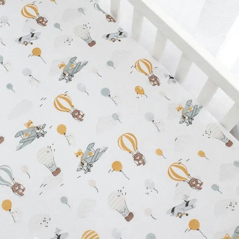 Living Textiles | 2pk Cot Fitted Sheets - Up Up & Away