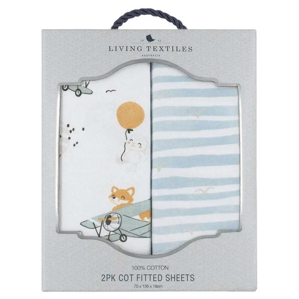 Living Textiles | 2pk Cot Fitted Sheets - Up Up & Away