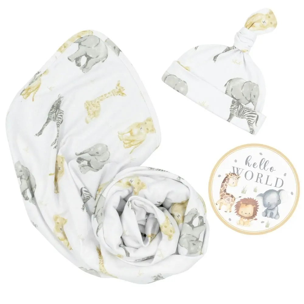 Living Textiles | Hello World Gift Set - Savanna Babies