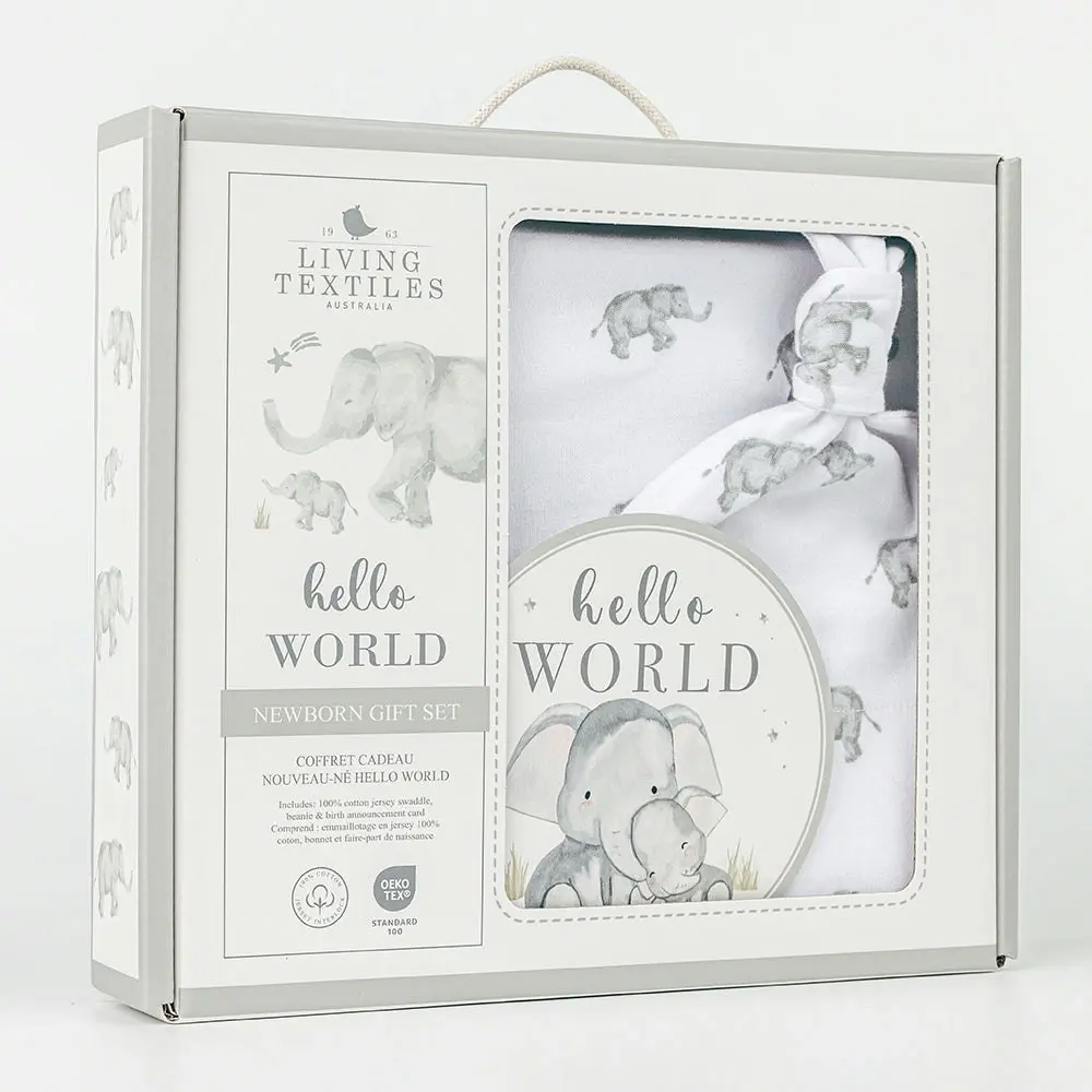 Living Textiles | Hello World Gift Set - Watercolour Elephant