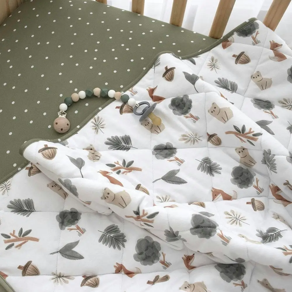 Living Textiles | Quilted Reversible Cot Comforter - Forest Retreat