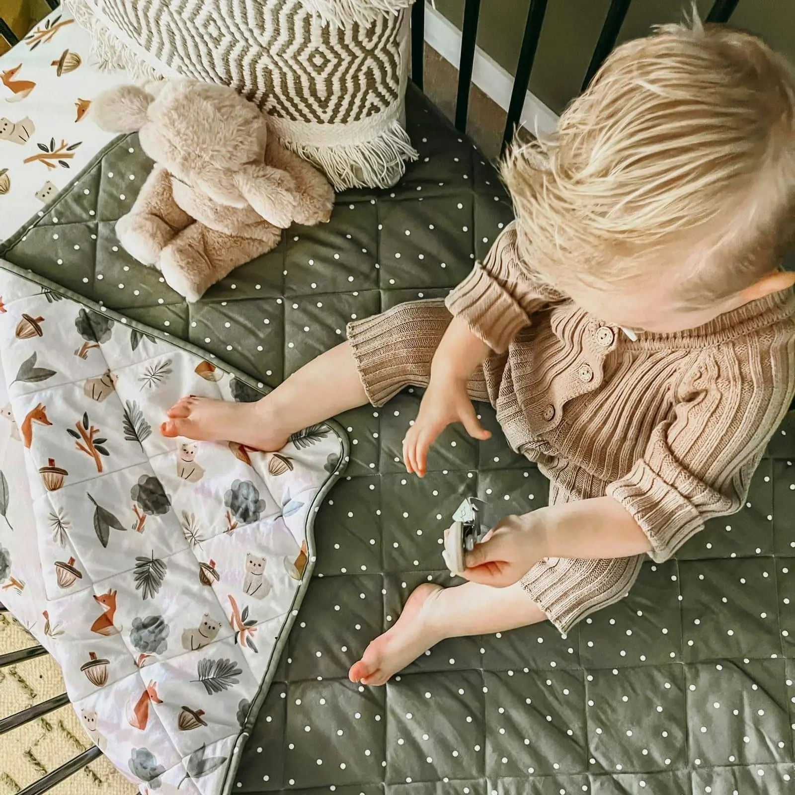 Living Textiles | Quilted Reversible Cot Comforter - Forest Retreat