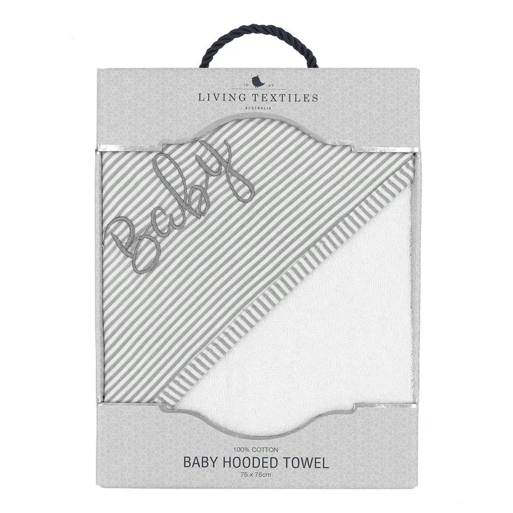 Living Textiles | Hooded Towel - Grey Stripe