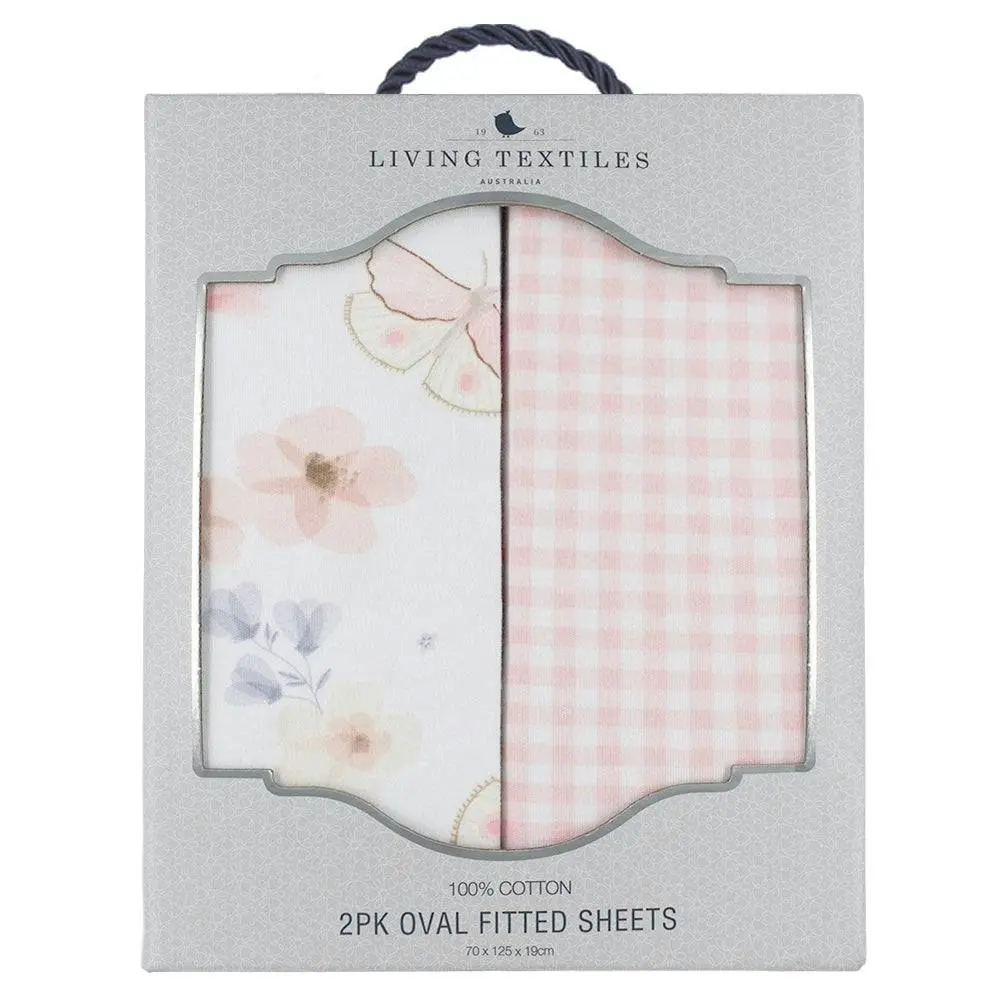 Living Textiles | 2pk Oval Cot Fitted Sheets - Butterfly Garden