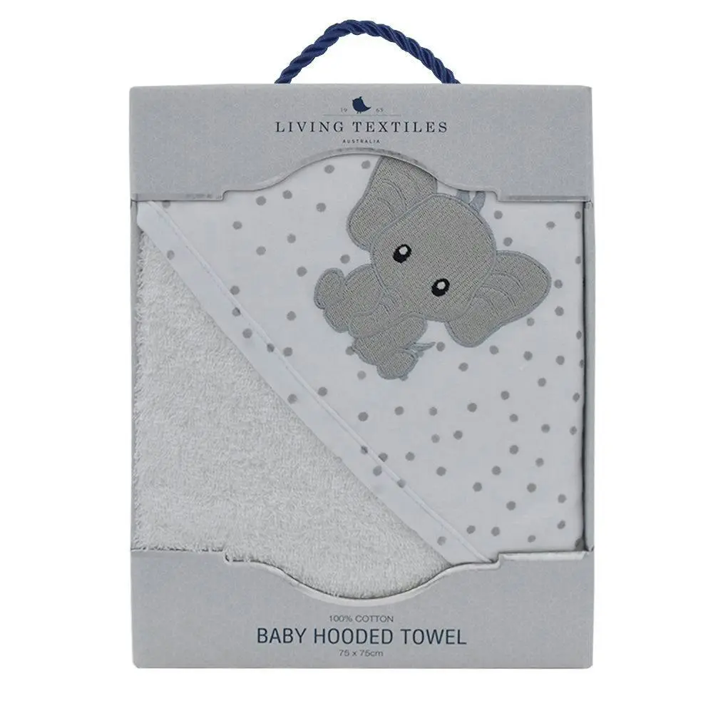 Living Textiles | Hooded Towel -  Pitter Patter Elephant