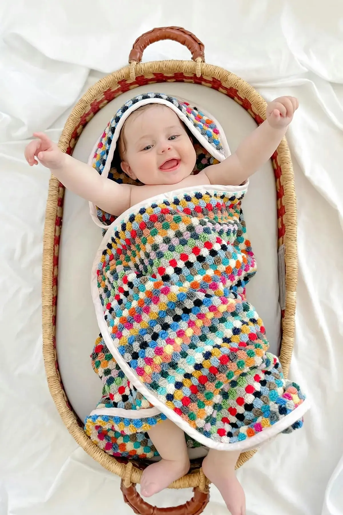 Miss April | Pompom Turkish Cotton Hooded Baby Towel - Candy