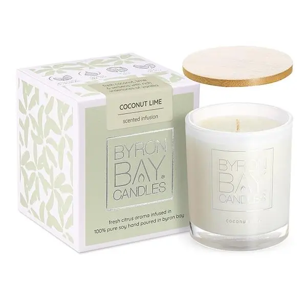 Byron Bay Candles | Scented Pure Soy Candle - 30 Hour - Coconut Lime