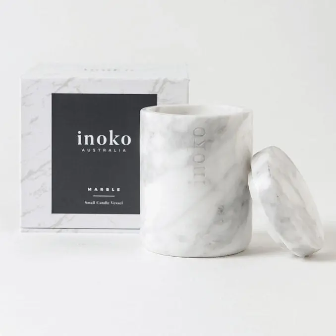 Inoko Australia  Marble Candle Vessel - White - Small