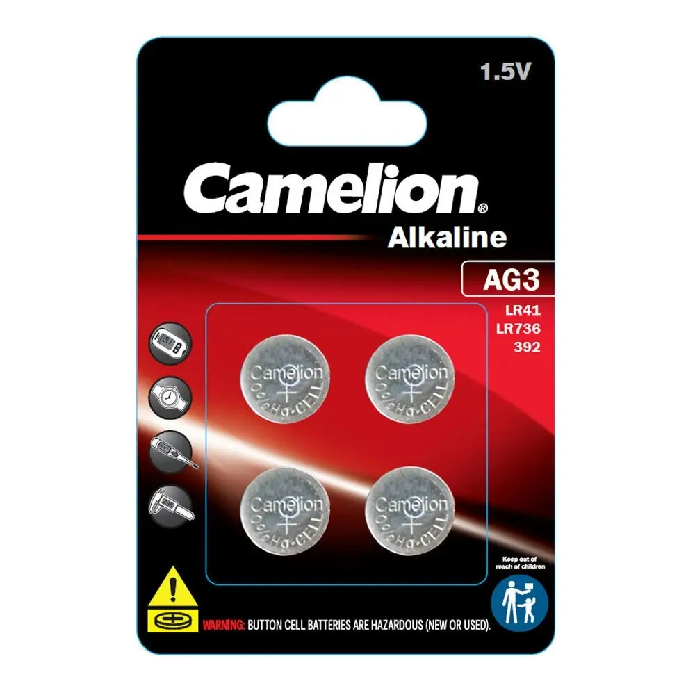 12pc Camelion Alkaline LR41/AG3 Button Cell Batteries For Calculator/Car Keys