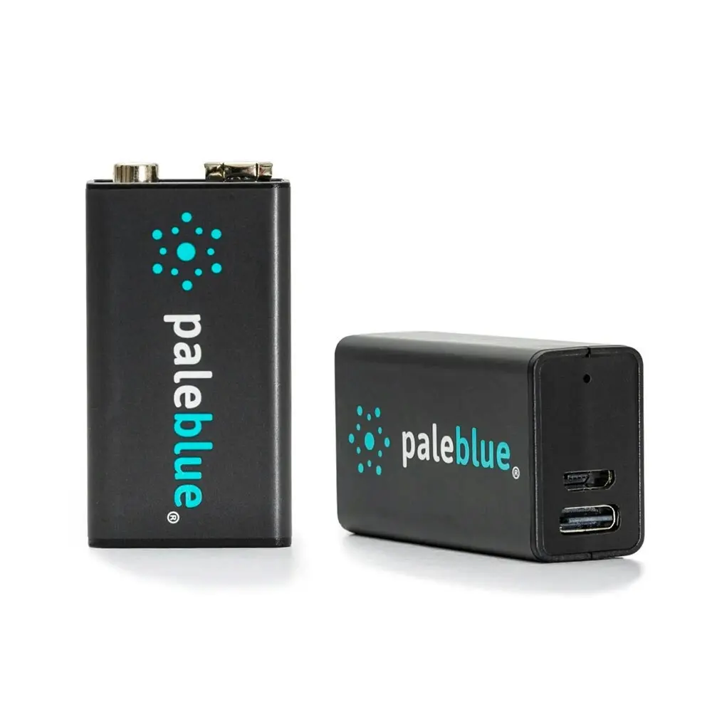 2pc Paleblue Fast Charging Lithium Ion 9V USB Rechargeable Smart Batteries