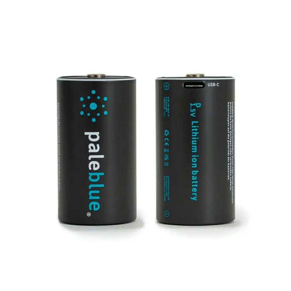 2pc Paleblue Fast Charging Lithium Ion D USB Rechargeable Smart Batteries