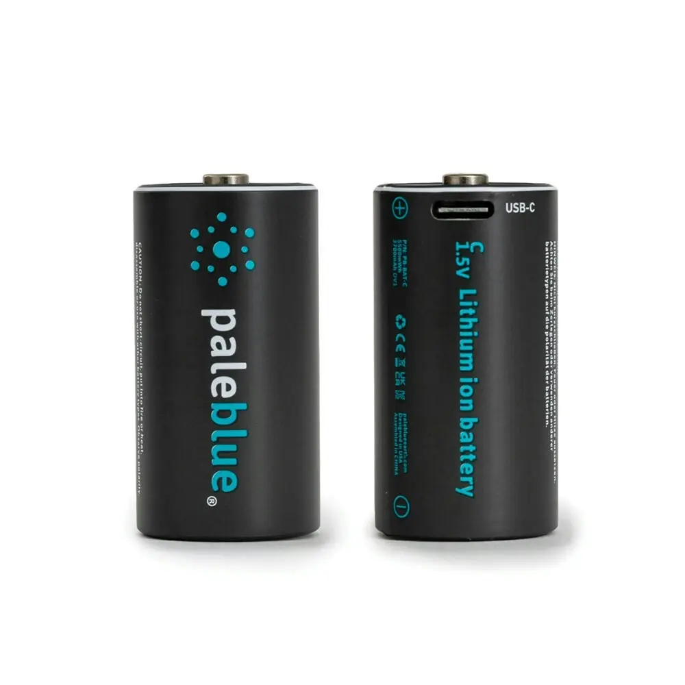 2pc Paleblue Fast Charging Lithium Ion C USB Rechargeable Smart Batteries