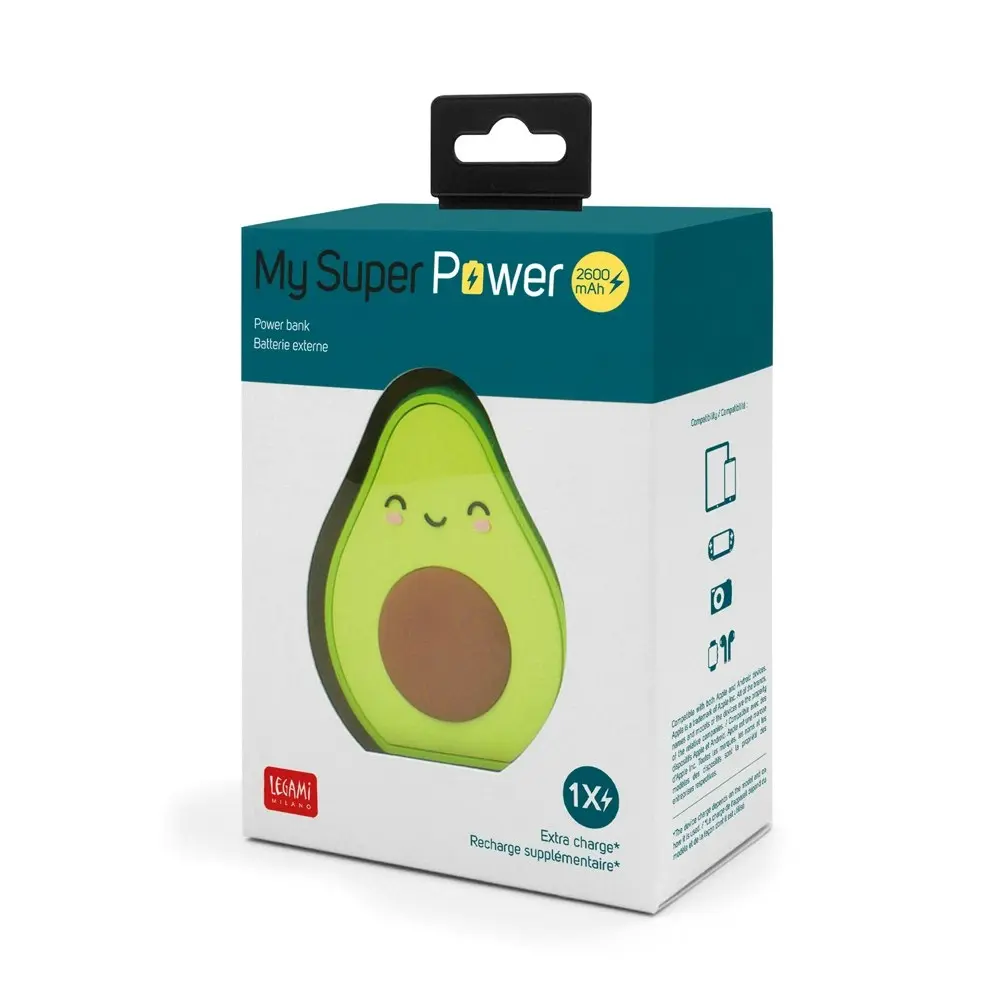 Legami My Super Power Avocado 2600mAh Power Bank w/ Micro USB Cable Charger