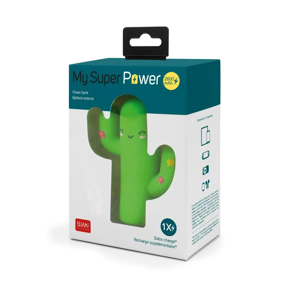 Legami My Super Power Cactus 2600mAh Power Bank w/ Micro USB Cable Phone Charger