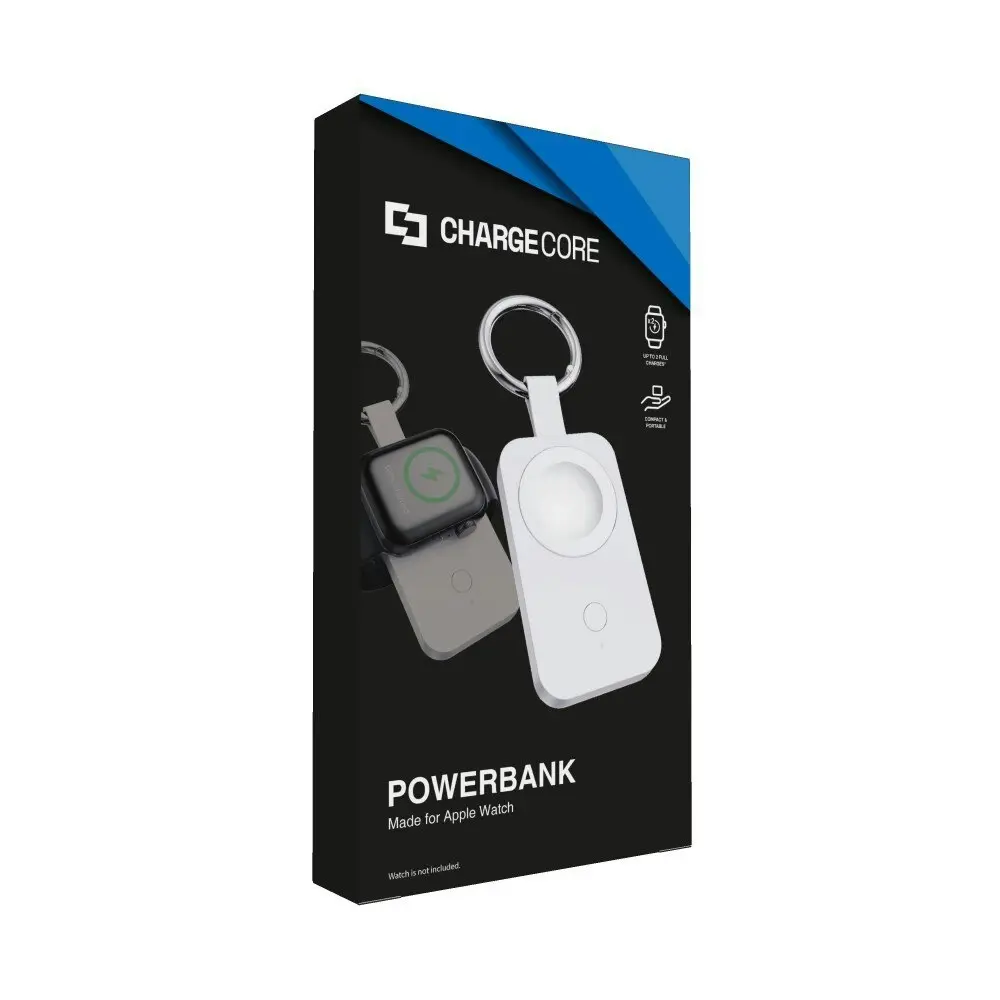 ChargeCore 1000mAh Power Bank Charger Keyring Portable For Apple Watch White 7cm