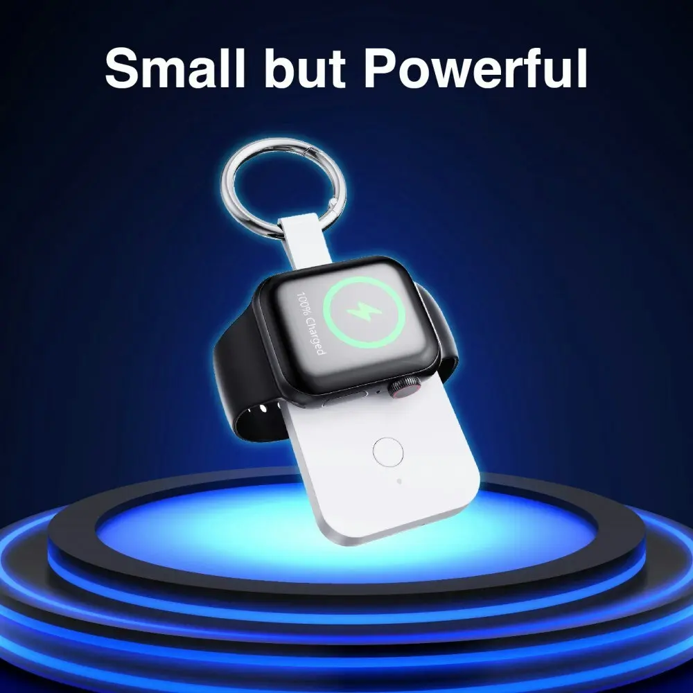 ChargeCore 1000mAh Power Bank Charger Keyring Portable For Apple Watch White 7cm