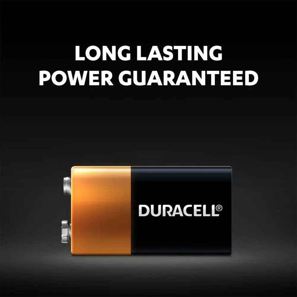 2pc Duracell Coppertop 9V Alkaline Battery Pack Single Use Batteries