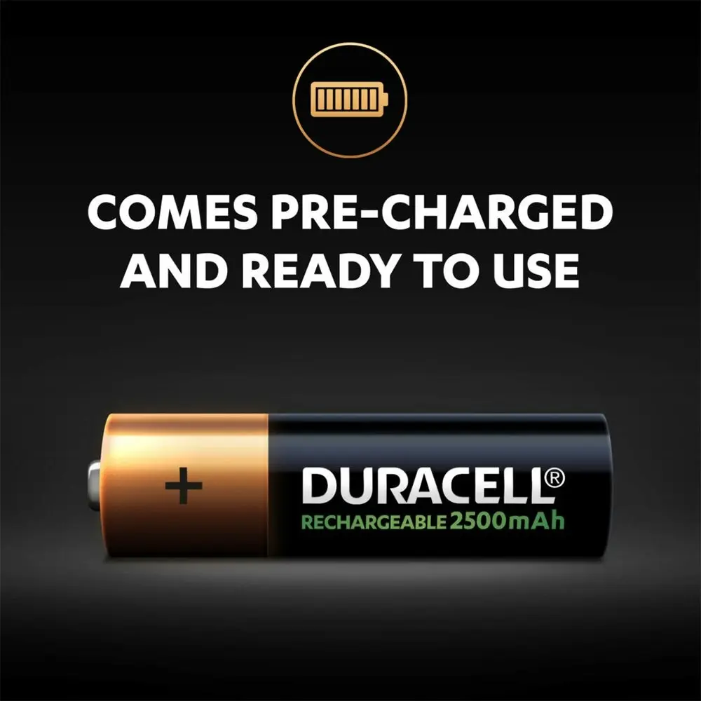 4pc Duracell Rechargeable AA Ion Battery Pack Ni-MH 900mAh Reusable Batteries