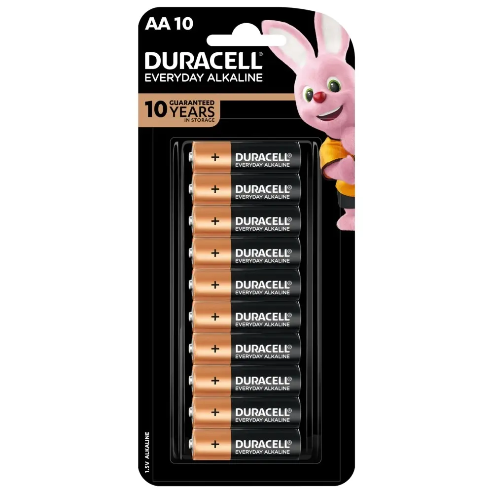 4x 10pc Duracell Everyday AA Size Alkaline Battery Pack Single Use Batteries