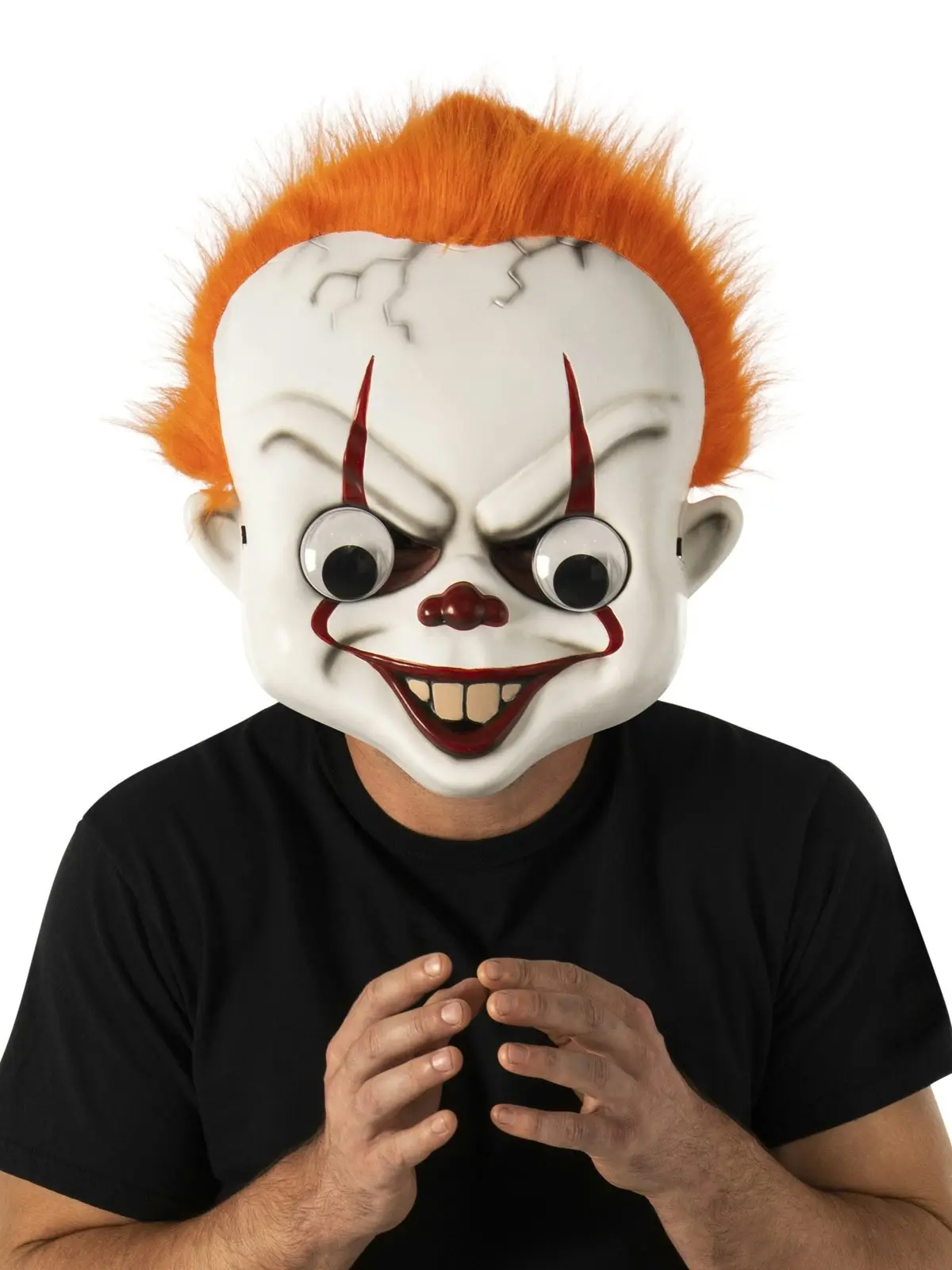 Stephen King It Pennywise Horror Clown Googly Eyes Mask Halloween Mens Costume