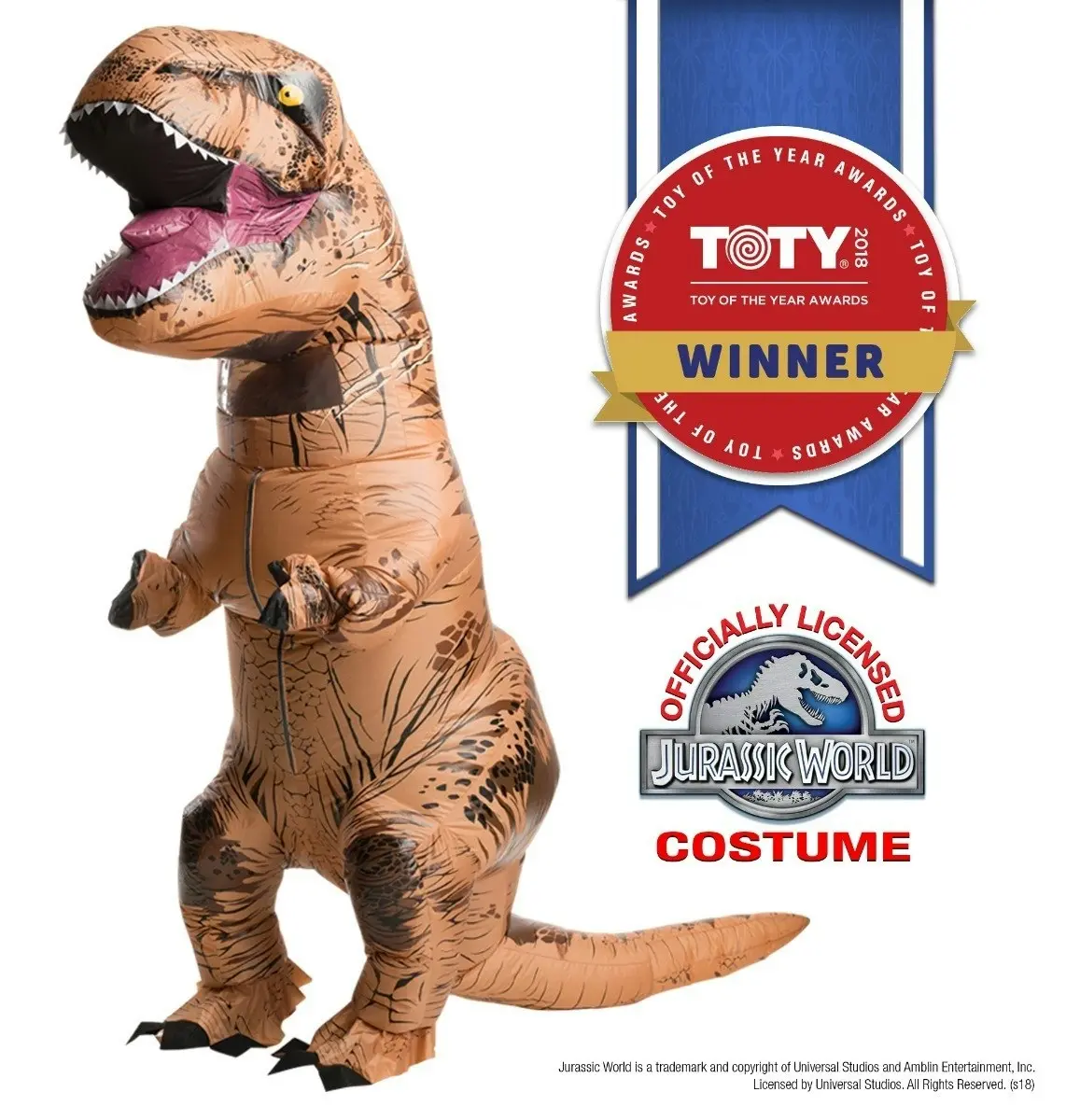 Rubies Jurassic Park T-Rex Inflatable Adults Dress Up Dinosaur Costume Size STD