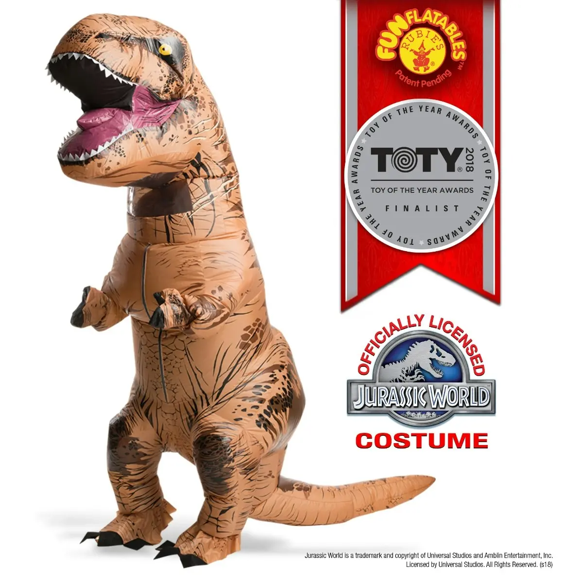 Rubies Jurassic Park T-Rex Inflatable Adults Dress Up Dinosaur w/Sound Size STD