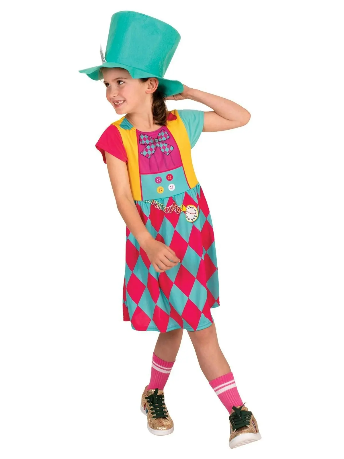 Disney Junior Mad Hatter Girls Classic Dress Up Halloween Party Costume Size 4-6