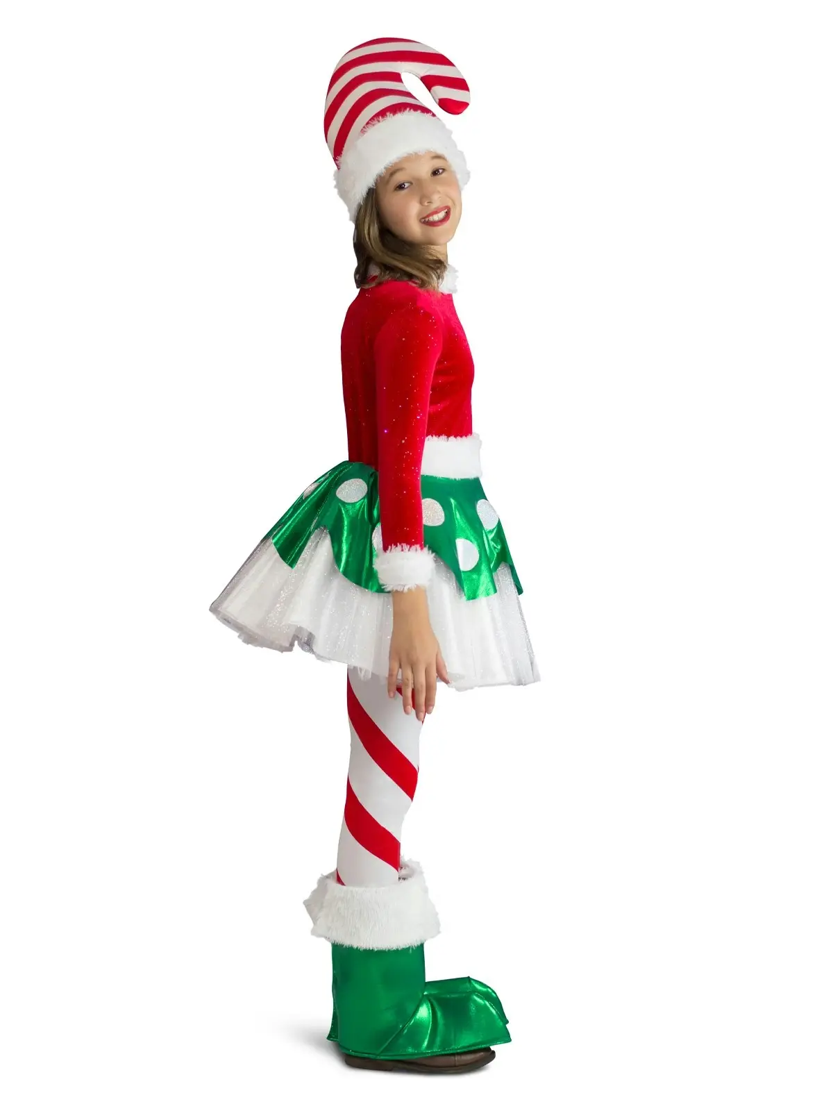 Princess Paradise Candy Cane Elf Princess Dress Up Christmas Costume Size M