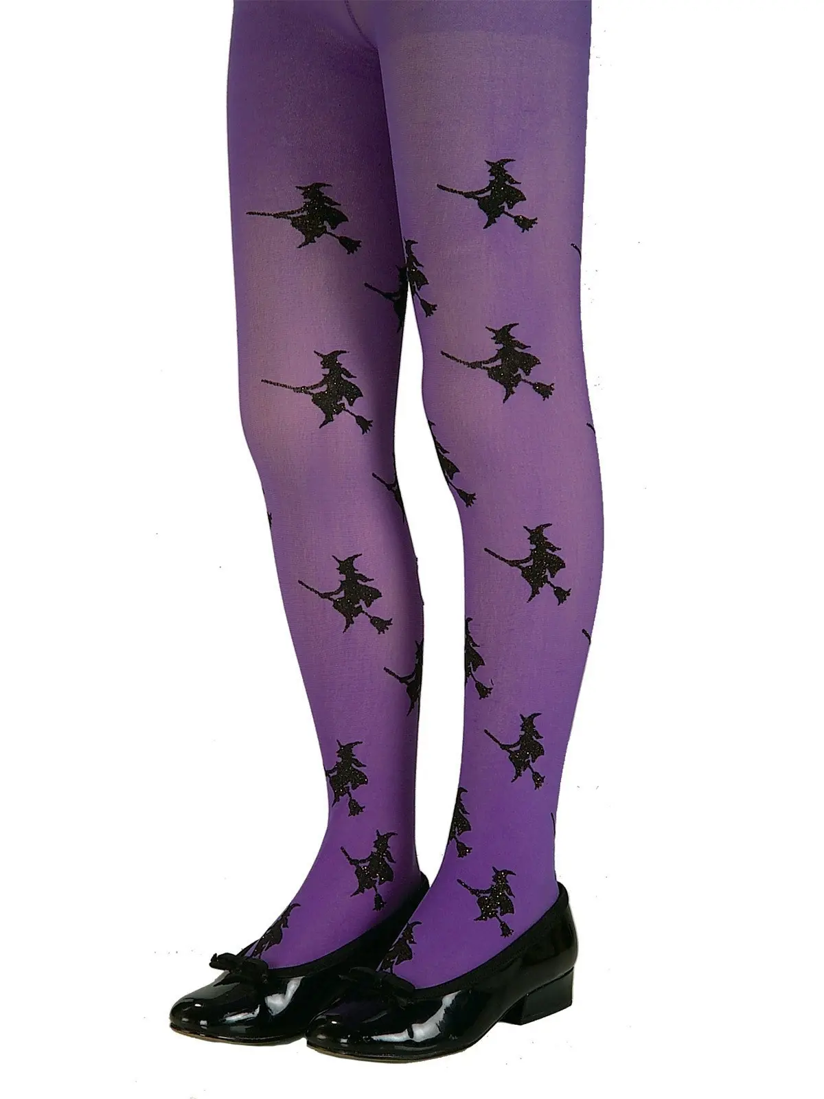 3PK Glitter Witch Tights Kids/Children Halloween Dress Up Costume Small Purple