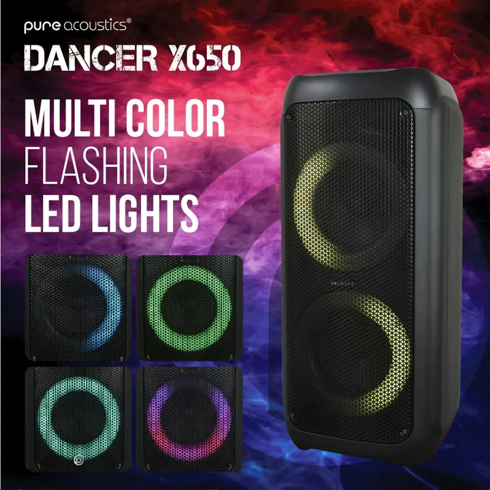 Pure Acoustics Dancer 650X 300W PA Bluetooth Speaker/USB/FM Radio/Wireless Mic