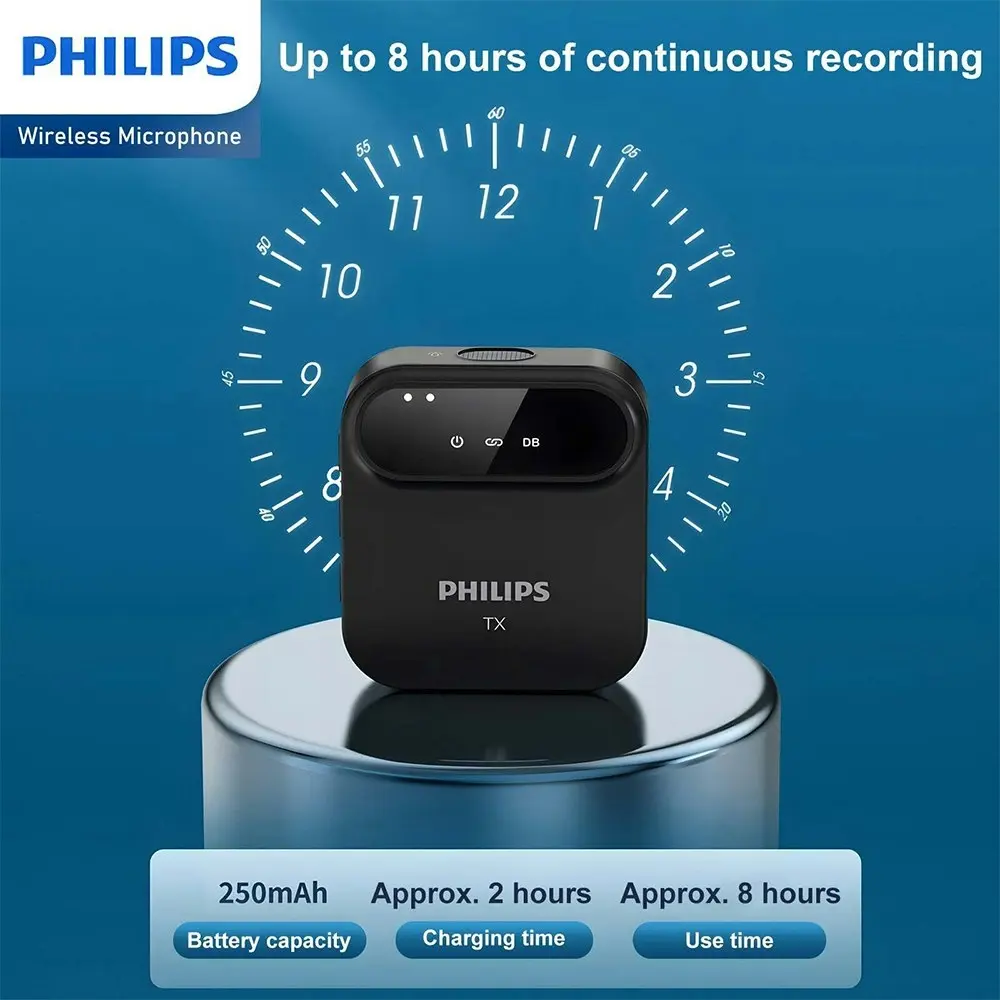 2pc Philips 2.4GHz Wireless Microphone Audio Sound Recorder/Collector Black