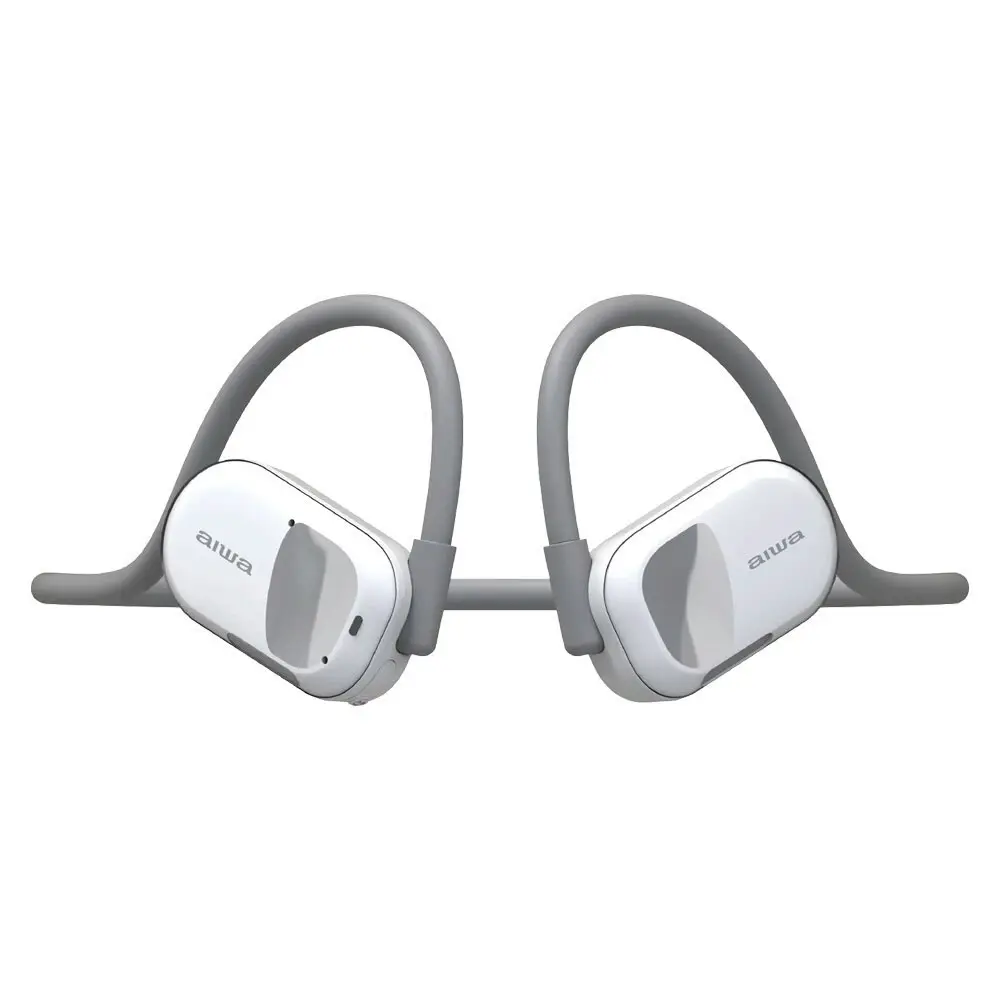 AIWA Open-Ear Sports Bluetooth Wireless USB-C Headphones w/Microphone - White