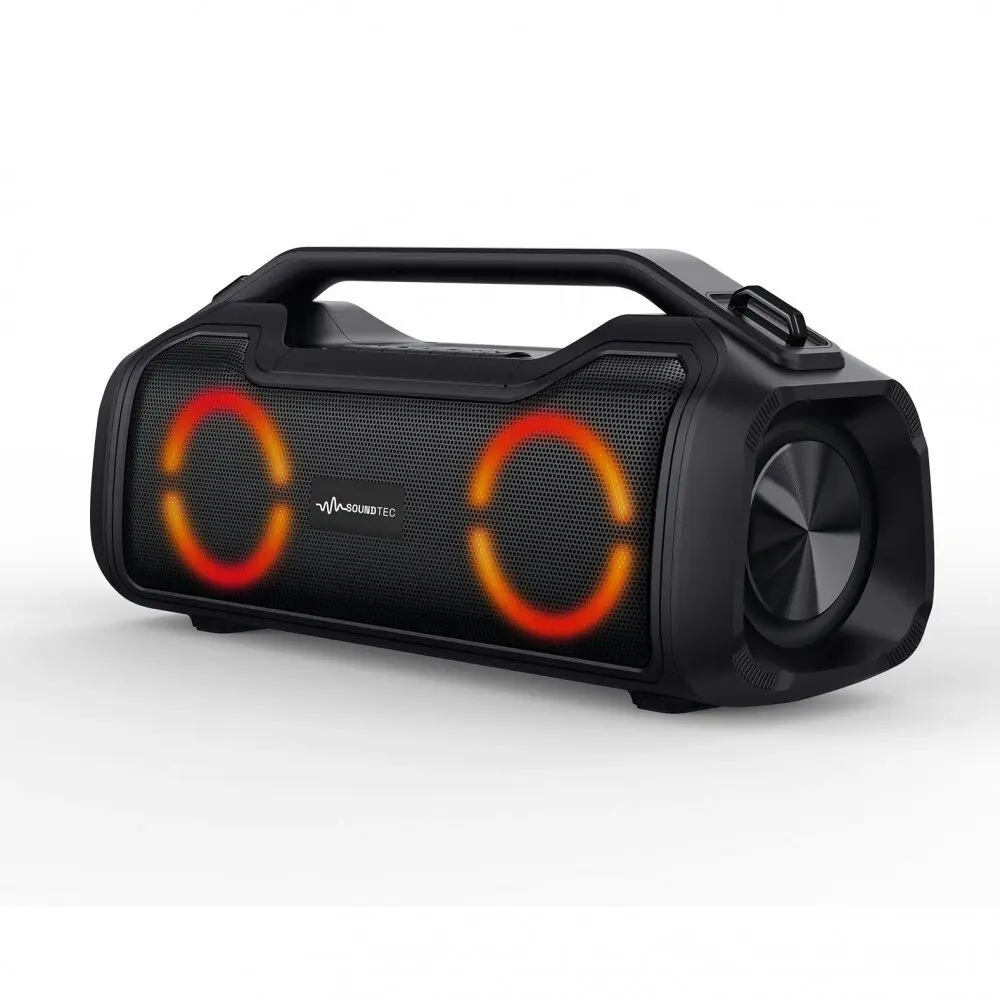 SoundTec 2.0 CH Boombox Portable Wireless Bluetooth Speaker w/ Powerbank Black