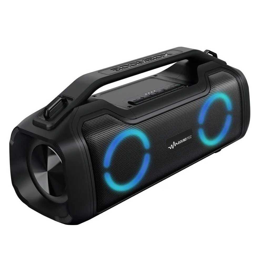 SoundTec 2.0 CH Boombox Portable Wireless Bluetooth Speaker w/ Powerbank Black