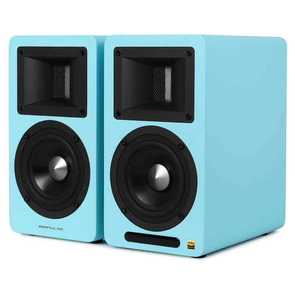 Airpulse A80 Hi-Fi Active Bookshelf Speaker Sound System Home Entertainment Blue