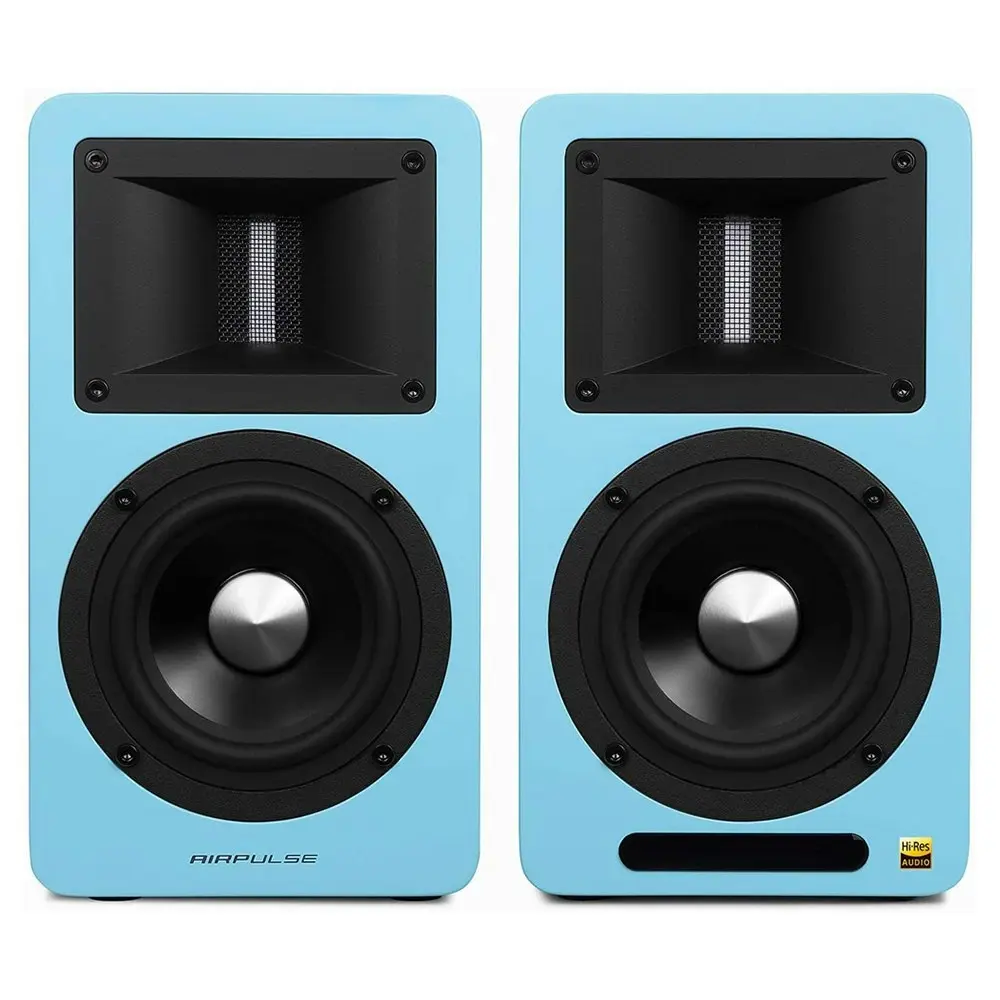 Airpulse A80 Hi-Fi Active Bookshelf Speaker Sound System Home Entertainment Blue