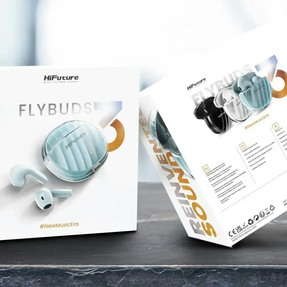 HiFuture Flybuds3 True Wireless Bluetooth Sweatproof Earbuds Noise Cancel Blue