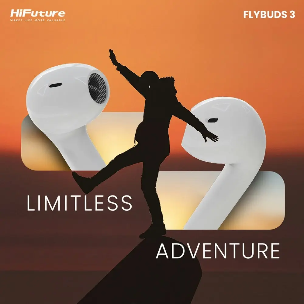 HiFuture Flybuds3 True Wireless Bluetooth Sweatproof Earbuds Noise Cancel Blue