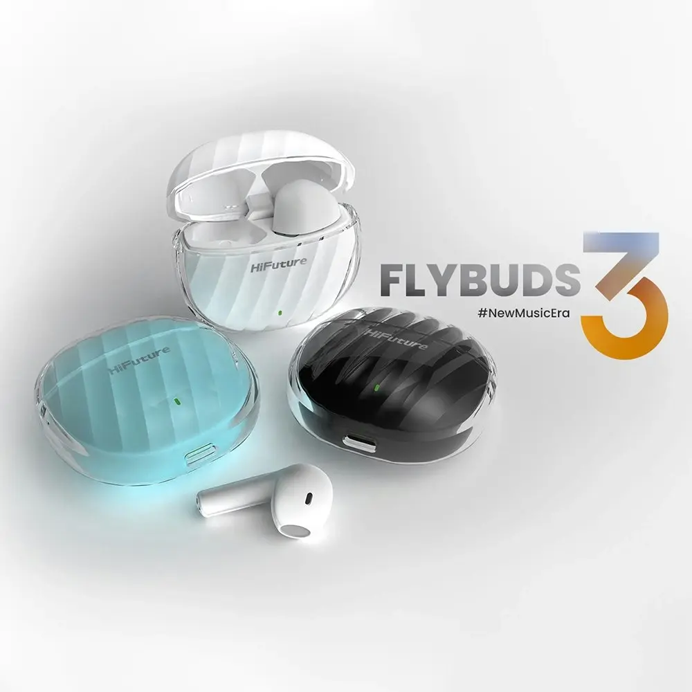 HiFuture Flybuds3 True Wireless Bluetooth Sweatproof Earbuds Noise Cancel Blue