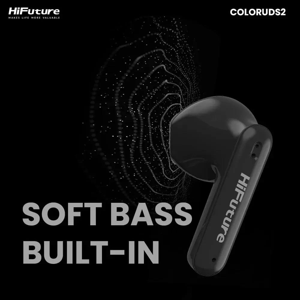 HiFuture Colourbuds2 True Wireless Bluetooth Soft Bass Earbuds Noise Cancel BLK