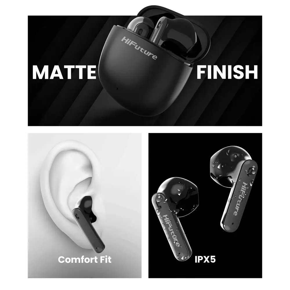 HiFuture Colourbuds2 True Wireless Bluetooth Soft Bass Earbuds Noise Cancel BLK