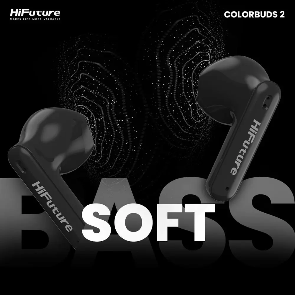 HiFuture Colourbuds2 True Wireless Bluetooth Soft Bass Earbuds Noise Cancel WHT